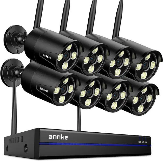 Main image of ANNKE 16CH 4K Wireless Security Camera System, Expandable 4K NVR with 8 X 8MP Outdoor Cameras,Dual-Band WiFi, Two-Way Talk, Human Detected, 24/7 All-Day Recording, IP66 Weatherproof, NO HDD