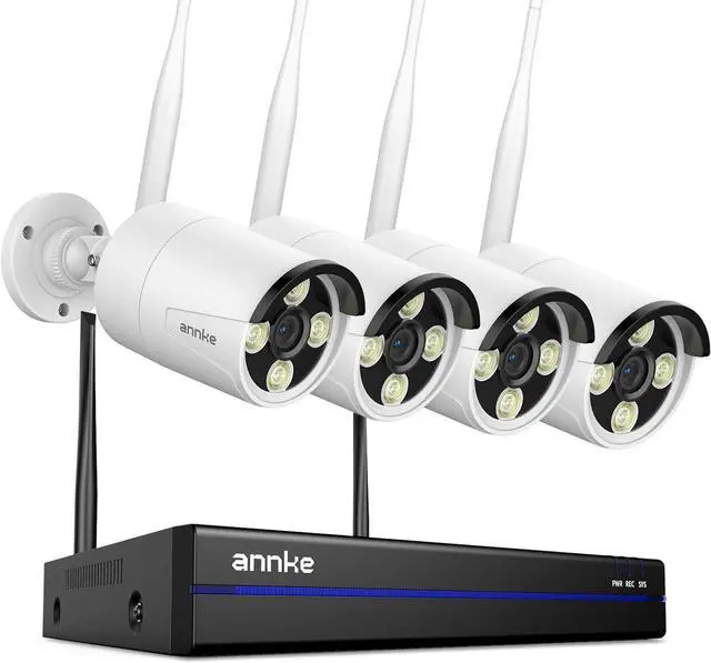 Main image of ANNKE 16CH 4K Wireless Security Camera System, Expandable 4K NVR with 4 X 8MP Outdoor Cameras,Dual-Band WiFi, Two-Way Talk, Human Detected, 24/7 All-Day Recording, IP66 Weatherproof, NO HDD