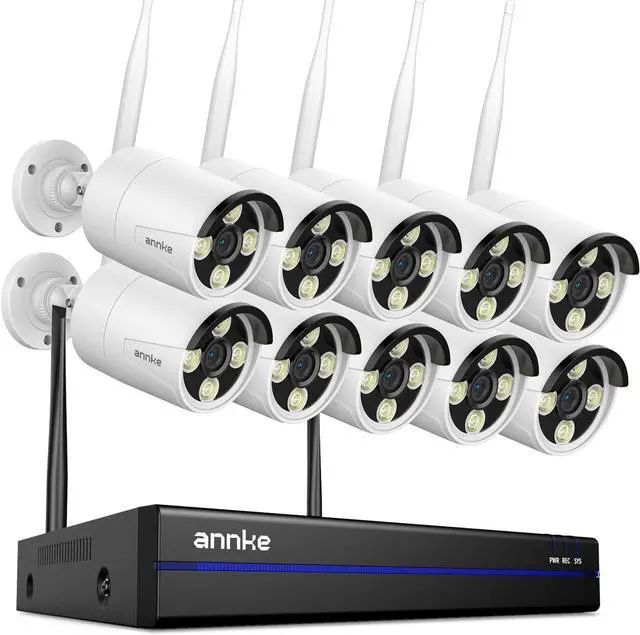 Main image of ANNKE 16CH 4K Wireless Security Camera System, Expandable 4K NVR with 10 X 8MP Outdoor Cameras,Dual-Band WiFi, Two-Way Talk, Human Detected, 24/7 All-Day Recording, IP66 Weatherproof, NO HDD