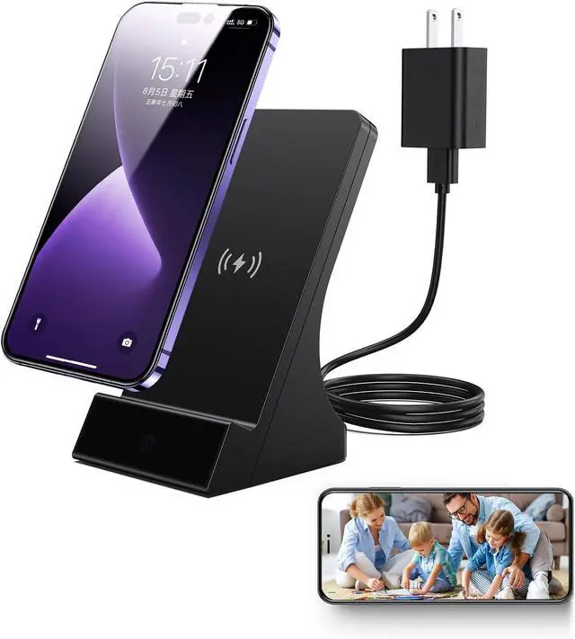 Main image of Hidden Cam Phone Charger with 1080P HD, Hidden Camera with Automatic Night Vision & Motion Detection Alerts, Mini Wireless Nanny Cam Remote Viewing with Adjustable 170° Viewing Angle