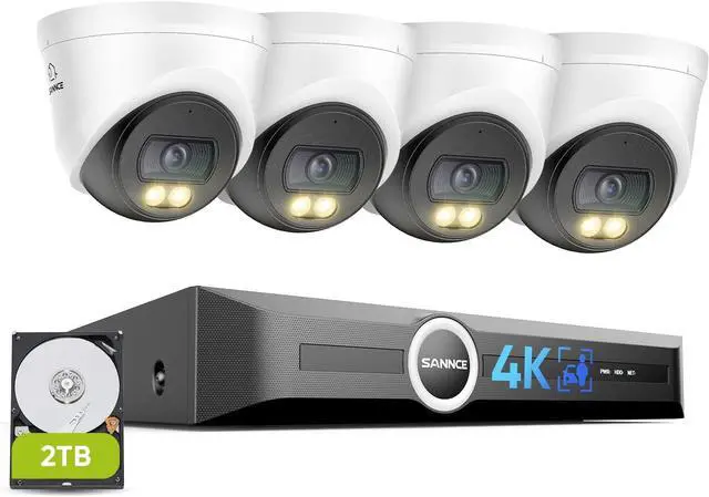 Main image of SANNCE 4K PoE Security Camera System - NVR with 4PCS Dome Cameras(2TB HDD)