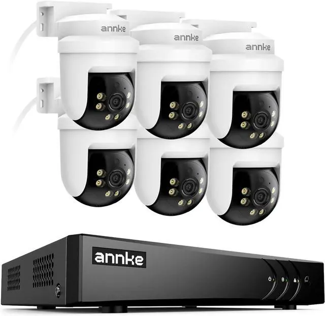 Main image of ANNKE 5MP PT Wired Security Camera System Outdoor with Night Vision, One-Way Audio, 8CH 3K Lite DVR and 6 x 5MP CCTV Cameras, 350° pan and 90° tilt, Human&Vehicle Detection, No HDD