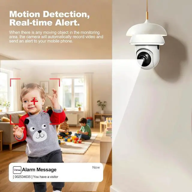 Alt view image 7 of 7 - 3Pcs Light Bulb Camera 1080P Full-Color Night Vision, Motion Detection & Alarm Notifications Two-Way Audio, Alexa Compatibility & Cloud Storage Support Porch Lighting
