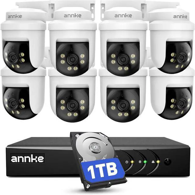 Main image of ANNKE 5MP PT Wired Security Camera System Outdoor with Night Vision, One-Way Audio, 8CH 3K Lite DVR and 8 x 5MP CCTV Cameras, 350° pan and 90° tilt, Human&Vehicle Detection, 1TB HDD for 24/7 Recording