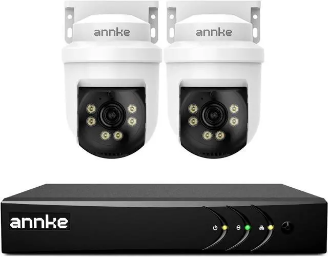Main image of ANNKE 5MP PT Wired Security Camera System Outdoor with Night Vision, One-Way Audio, 8CH 3K Lite DVR and 2 x 5MP CCTV Cameras, 350° pan and 90° tilt, Human&Vehicle Detection, No HDD