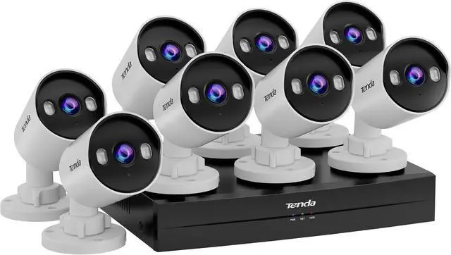 Main image of Tenda TK8P PoE Security Camera System, 8 Outdoor 4MP CCTV Cameras + 1TB HDD + NVR (Up to 10TB Support), 24/7 Video Surveillance, PoE IP Cameras with Detection