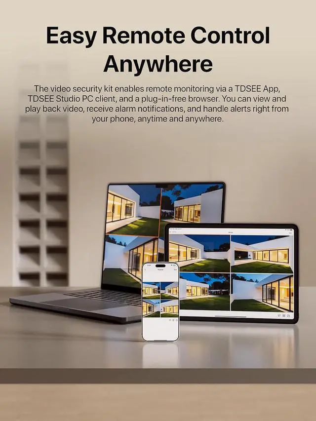 Alt view image 7 of 7 - Tenda TK8P PoE Security Camera System, 8 Outdoor 4MP CCTV Cameras + 1TB HDD + NVR (Up to 10TB Support), 24/7 Video Surveillance, PoE IP Cameras with Detection