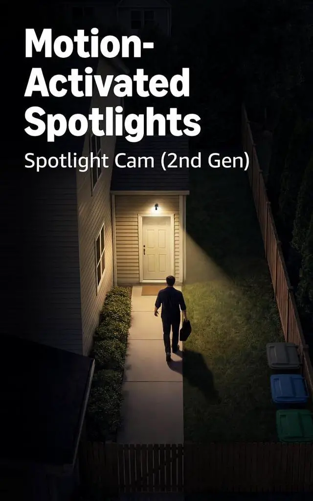 Alt view image 3 of 6 - Ring Spotlight Cam, Plug-In (newest model), White with Window & Door Sensor 4-Pack and Motion Detector