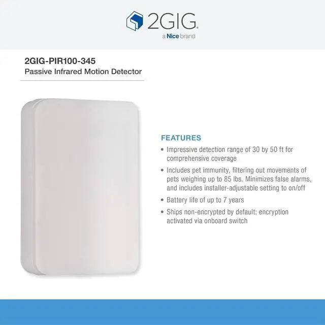 Alt view image 4 of 5 - 2GIG 2GIG-PIR100-345 Passive Infrared Motion Detector, 345MHz