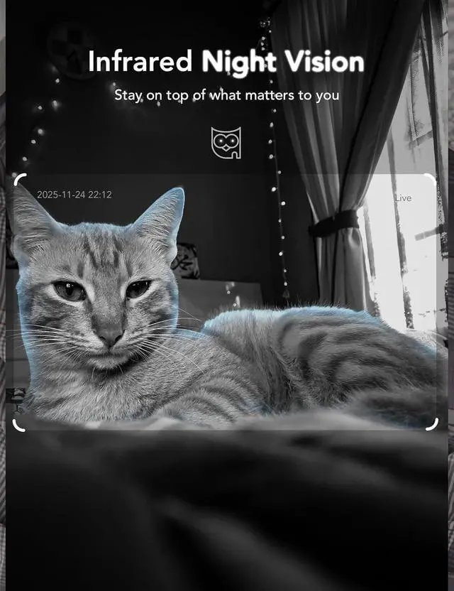 Alt view image 6 of 7 - GNCC Only 2.4GHz Indoor Security Camera, 1080P Cameras for Home Security, Motion Detection, 2-Way Audio, Night Vision, Dog Camera with App, Easy Install, Cloud Storage Subscription Required(Black-4P)