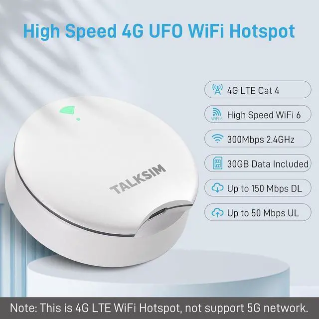 Alt view image 2 of 7 - UFO Mobile Hotspot Works with AT&T and Verizon(White, 30GB)