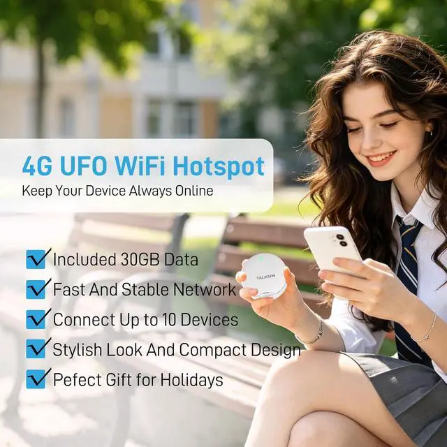 Alt view image 6 of 7 - UFO Mobile Hotspot Works with AT&T and Verizon(White, 30GB)