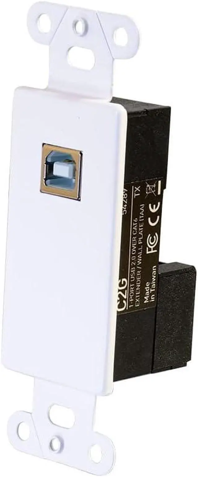 Alt view image 3 of 6 - C2G 1-Port USB 2.0 Over Cat6 Wall Plate to Box Extender - up to 150ft