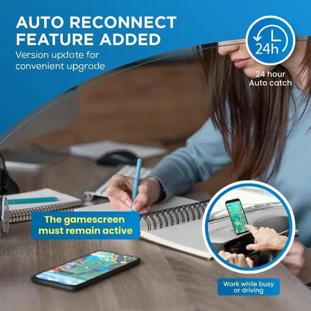 Alt view image 7 of 7 - megacom DuoMon 3 Unique Auto-Reconnection Hourly, Dual Accounts Pocket Auto Catcher(Redball), IPX7 Waterproof, APP Adj. Lights,Vibration,Sound- Bluetooth 65ft Link, Type-C & Wireless Charging(Blue)