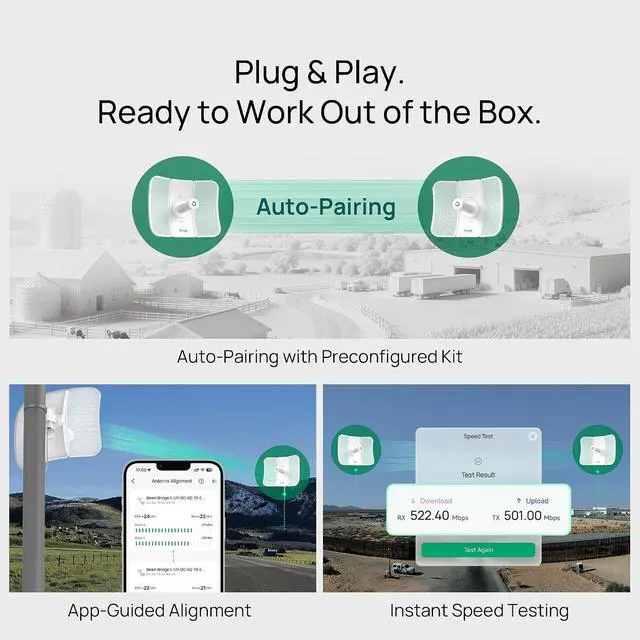 Alt view image 4 of 7 - TP-Link Omada Point to Point Wireless Bridge Outdoor - 5GHz, 867Mbps, PtP, 15km Range, Gigabit Port, PoE Powered, Adapter Included, IP65 Weatherproof, Preconfigured, Plug&Play (Beam Bridge 5 UR KIT)
