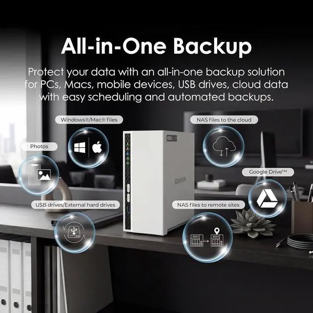 Alt view image 4 of 7 - QNAP TS-233-US 2 Bay Affordable Desktop NAS with ARM Cortex-A55 Quad-core Processor and 2 GB DDR4 RAM (Diskless)