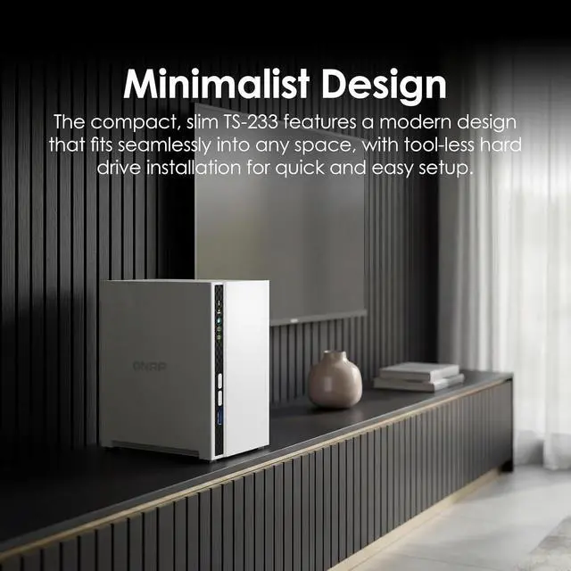 Alt view image 5 of 7 - QNAP TS-233-US 2 Bay Affordable Desktop NAS with ARM Cortex-A55 Quad-core Processor and 2 GB DDR4 RAM (Diskless)