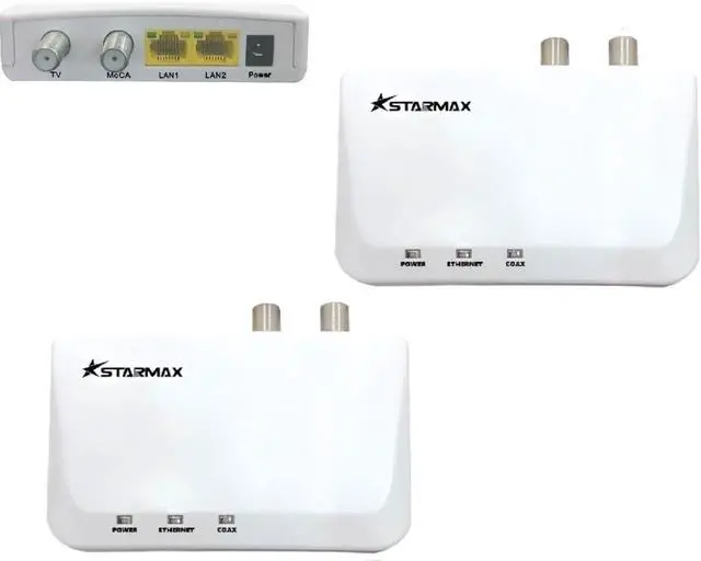 Main image of StarMax MN2550 MoCA 2.5 Network Adapter with 2X 1000Base-T Ethernet Ports, White, 2-Pack
