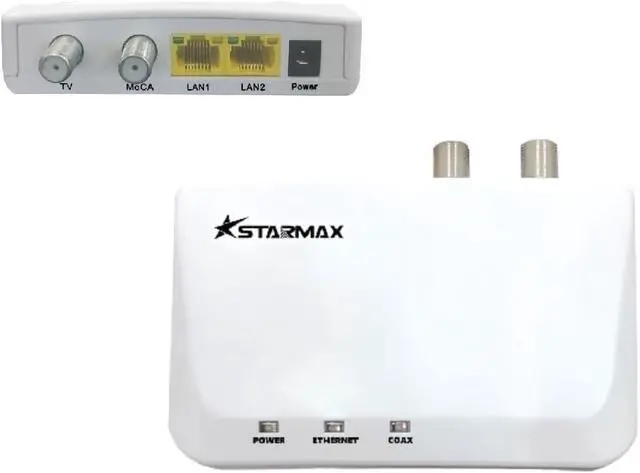 Alt view image 5 of 5 - StarMax MN2550 MoCA 2.5 Network Adapter with 2X 1000Base-T Ethernet Ports, White, 2-Pack