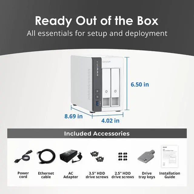 Alt view image 7 of 7 - QNAP TS-216G-US 2-Bay 2.5GbE Desktop NAS