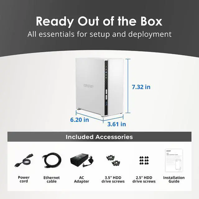 Alt view image 7 of 7 - QNAP TS-233-US 2 Bay Affordable Desktop NAS with ARM Cortex-A55 Quad-core Processor and 2 GB DDR4 RAM (Diskless)