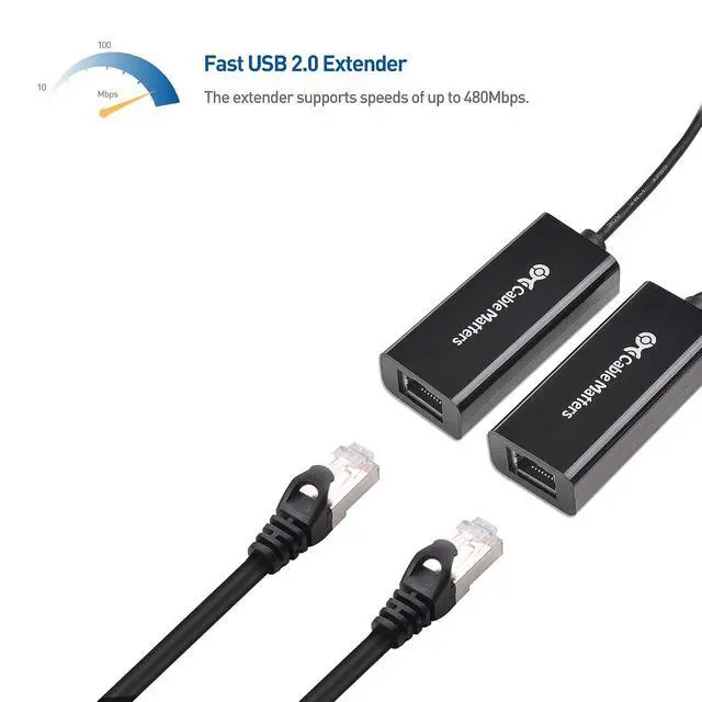 Alt view image 4 of 7 - Cable Matters USB 2.0 Over Ethernet Extender with Power Adapter, 150ft