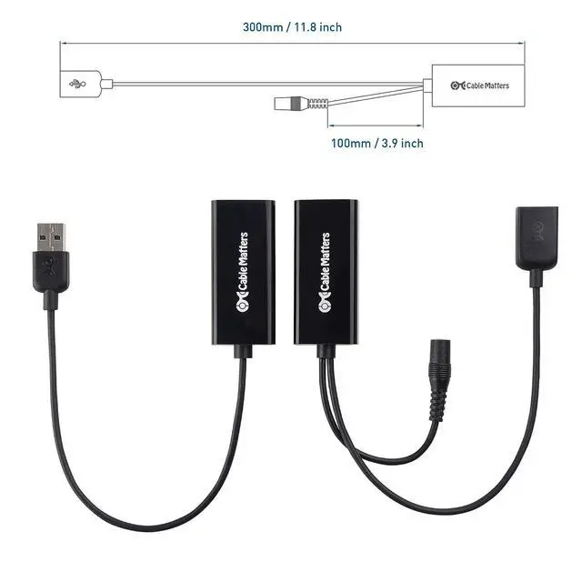 Alt view image 7 of 7 - Cable Matters USB 2.0 Over Ethernet Extender with Power Adapter, 150ft