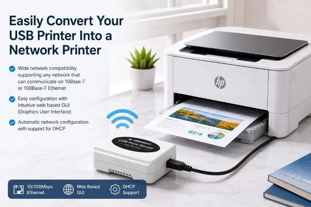 Alt view image 6 of 7 - X-MEDIA XM-PS110U 1-Port 10/100Mbps Fast Ethernet USB Print Server