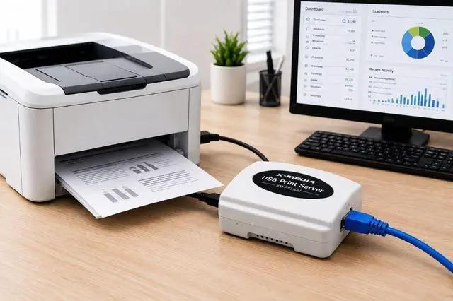 Alt view image 7 of 7 - X-MEDIA XM-PS110U 1-Port 10/100Mbps Fast Ethernet USB Print Server