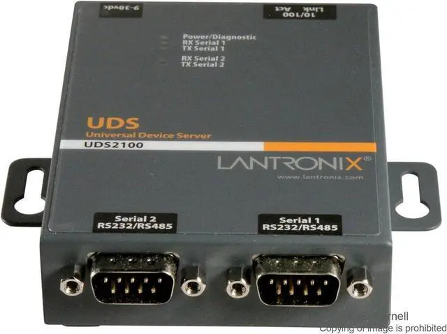Alt view image 2 of 7 - Lantronix UDS1100/UDS2100 Device Server - 1- or 2-Port Serial-to-Ethernet Device Server, RS-232/422/485, 10/100 Ethernet with 15 kV ESD Protection; UDS2100 Supports PoE - UD2100002-01