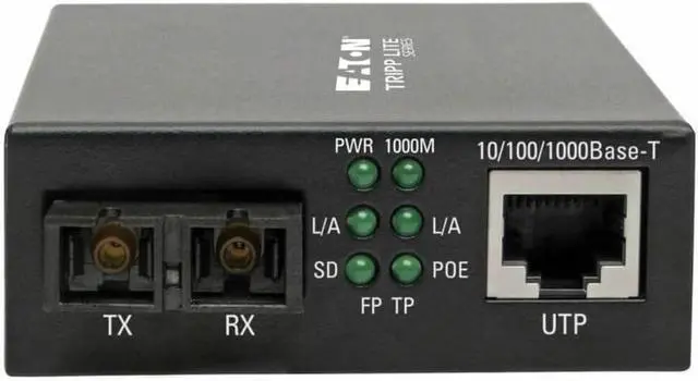 Alt view image 3 of 5 - Tripp Lite Network Copper RJ45 Ethernet to Fiber SC Duplex Multimode Cable Extender Converter, 850nm Wavelength, Power Over Ethernet, Gigabit, Extend 1800 Ft / 550 M, 2-Year Warranty (N785-P01-SC-MM1)