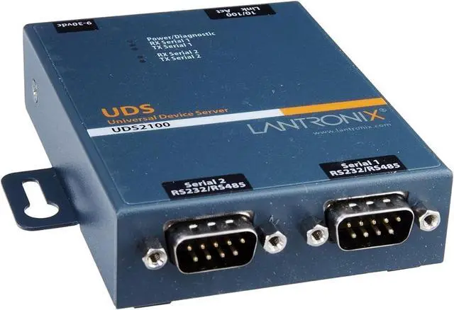 Alt view image 2 of 7 - Lantronix UDS1100/UDS2100 Device Server - 1- or 2-Port Serial-to-Ethernet Device Server, RS-232/422/485, 10/100 Ethernet with 15 kV ESD Protection; UDS2100 Supports PoE - UD2100001-01