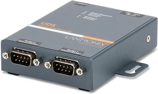 Alt view image 3 of 7 - Lantronix UDS1100/UDS2100 Device Server - 1- or 2-Port Serial-to-Ethernet Device Server, RS-232/422/485, 10/100 Ethernet with 15 kV ESD Protection; UDS2100 Supports PoE - UD2100001-01