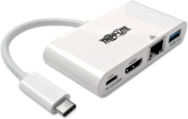 Alt view image 2 of 2 - Tripp Lite USB-C Multiport Video Adapter Converter, 1080p @ 60Hz HDMI, USB-A 3.2 Gen 1 Hub, 60W USB-C PD Charging, Gigabit Ethernet Port Gbe, Thunderbolt 3 Compatible, 3-Year Warranty (U444-06N-HGU-C)