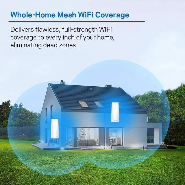 Alt view image 3 of 7 - Linksys Velop Mesh Home WiFi System, 4,000 Sq. ft Coverage, 40+ Devices, Speeds up to (AC2200) 2.2Gbps - WHW0302