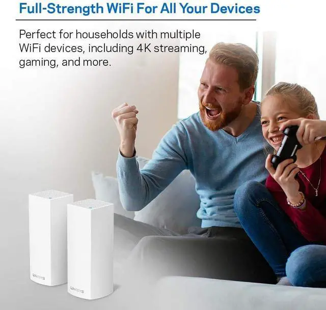 Alt view image 7 of 7 - Linksys Velop Mesh Home WiFi System, 4,000 Sq. ft Coverage, 40+ Devices, Speeds up to (AC2200) 2.2Gbps - WHW0302