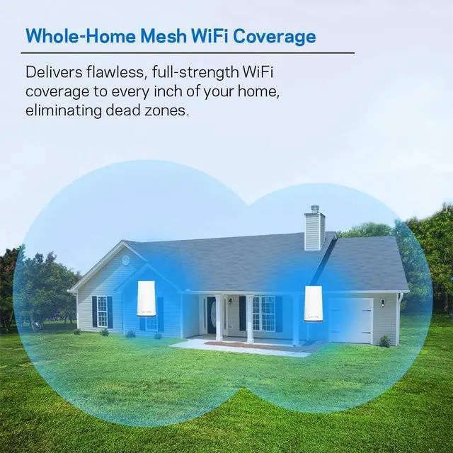 Alt view image 2 of 6 - Linksys Velop Mesh Home WiFi System, 3,000 Sq. ft Coverage, 20+ Devices, Speeds up to (AC1300) 1.3Gbps - WHW0102