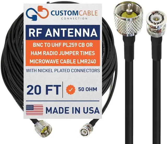 Main image of BNC to UHF PL259 CB or Ham Radio Jumper Times Microwave Cable LMR240 (RG8X) Ultraflex (20 Foot)