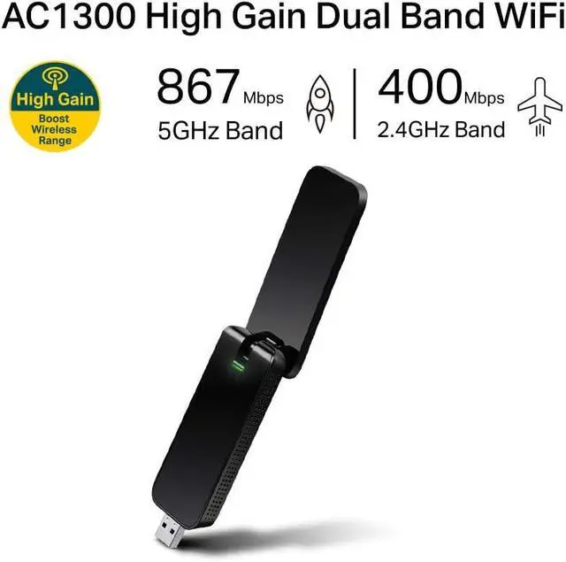Alt view image 3 of 6 - TP Link 8G9200 AC1300 Dual-Band USB WLAN Adapter
