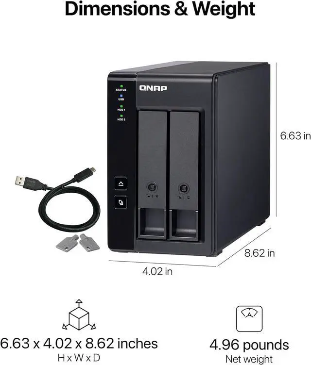 Alt view image 5 of 6 - QNAP TR-002 2 Bay USB Type-C Direct Attached Storage (DAS)