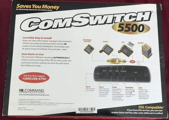 Alt view image 4 of 4 - ComSwitch 5500 DSL Compatible Connect 3 Devices