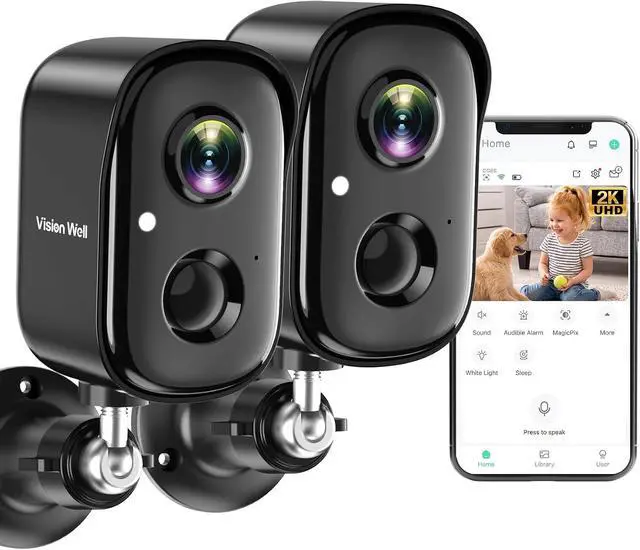 Alt view image 7 of 7 - Security Cameras Wireless Outdoor, 2K Indoor Cameras for Home Security Battery Powered, AI Motion Detection, Color Night Vision, 2-Way Talk, Spotlight Siren Alarm, Cloud & SD Storage-Jet Black 2 Pack