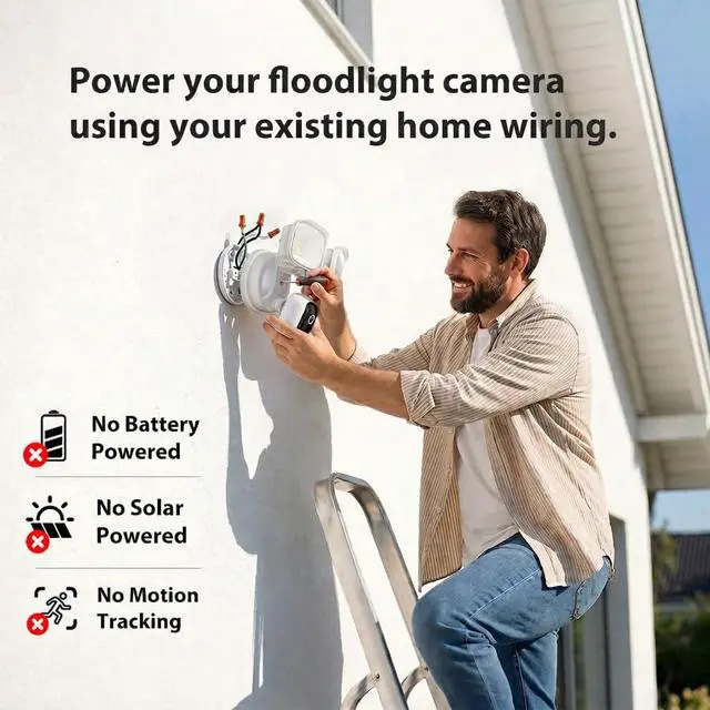 Alt view image 2 of 7 - 2K Hardwired Flood Light Camera, 3500LM Dual-Head Outdoor Security Camera with Color Night Vision, 5G/2.4G WiFi, PIR Motion Detection, Siren, 2-Way Audio, IP65, Compatible with Alexa & Google