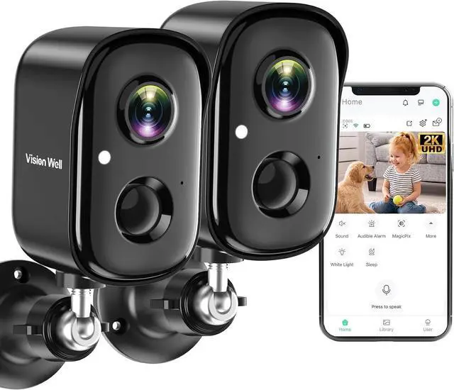 Main image of Security Cameras Wireless Outdoor, 2K Indoor Cameras for Home Security Battery Powered, AI Motion Detection, Color Night Vision, 2-Way Talk, Spotlight Siren Alarm, Cloud & SD Storage-Jet Black 2 Pack