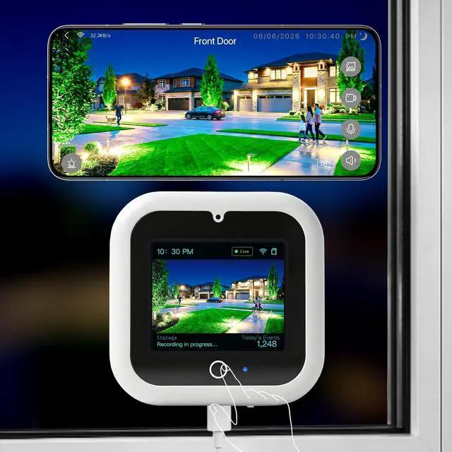 Main image of Window Camera with Smart Screen, 3K 5MP Indoor Window Security Camera, AI Color Night Vision for Home Security, 2.4G&5GHz WiFi, Motion Detection, Work w/Alexa&Google Assistant, Dome Cameras