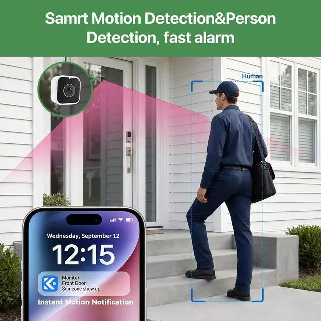 Alt view image 7 of 7 - Window Camera with Smart Screen, 3K 5MP Indoor Window Security Camera, AI Color Night Vision for Home Security, 2.4G&5GHz WiFi, Motion Detection, Work w/Alexa&Google Assistant, Dome Cameras