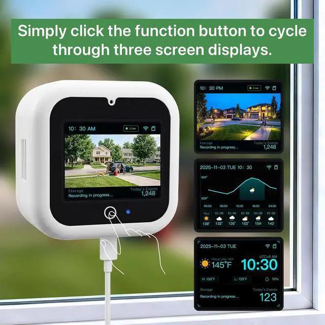 Alt view image 2 of 7 - Window Camera with Smart Screen, 3K 5MP Indoor Window Security Camera, AI Color Night Vision for Home Security, 2.4G&5GHz WiFi, Motion Detection, Work w/Alexa&Google Assistant, Dome Cameras