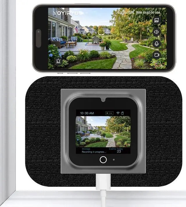 Main image of 5MP Window Camera with 2" Screen, Motion-Wake Display, Person & Motion Detection, 2.4/5GHz WiFi Indoor & Outdoor Security Cameras, Color Night Vision, Anti-Glare, 24/7 Recording, No-Drilling