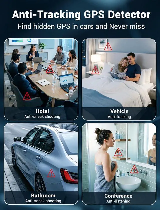 Alt view image 7 of 7 - Hidden Camera Detectors, 3-in-1 GPS Tracker Detector, Bug Detector, Ultra-Long Battery Life, RF Detector for Airbnb, Hotels, Bathroom, Home, Office