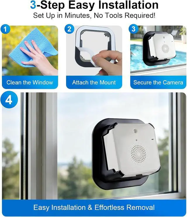 Alt view image 2 of 7 - BestDay 2K Window Cameras for Home Security, 100% Wireless Security Camera